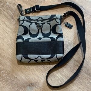 Coach Khaki and Black Signature Crossbody Bag Purse
